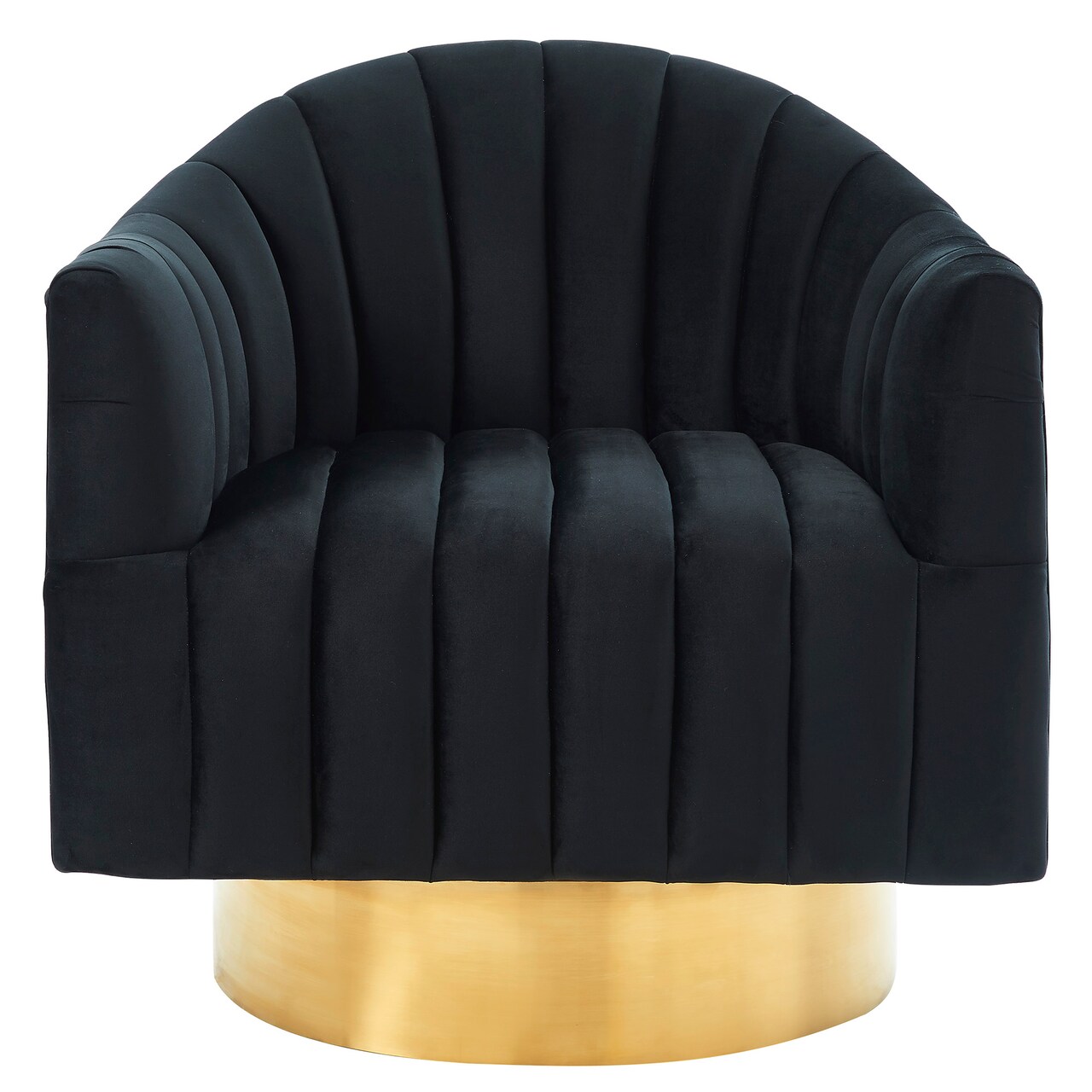 Contemporary Home Living 32" Black and Gold Contemporary Bucket Chair with Swivel Seat